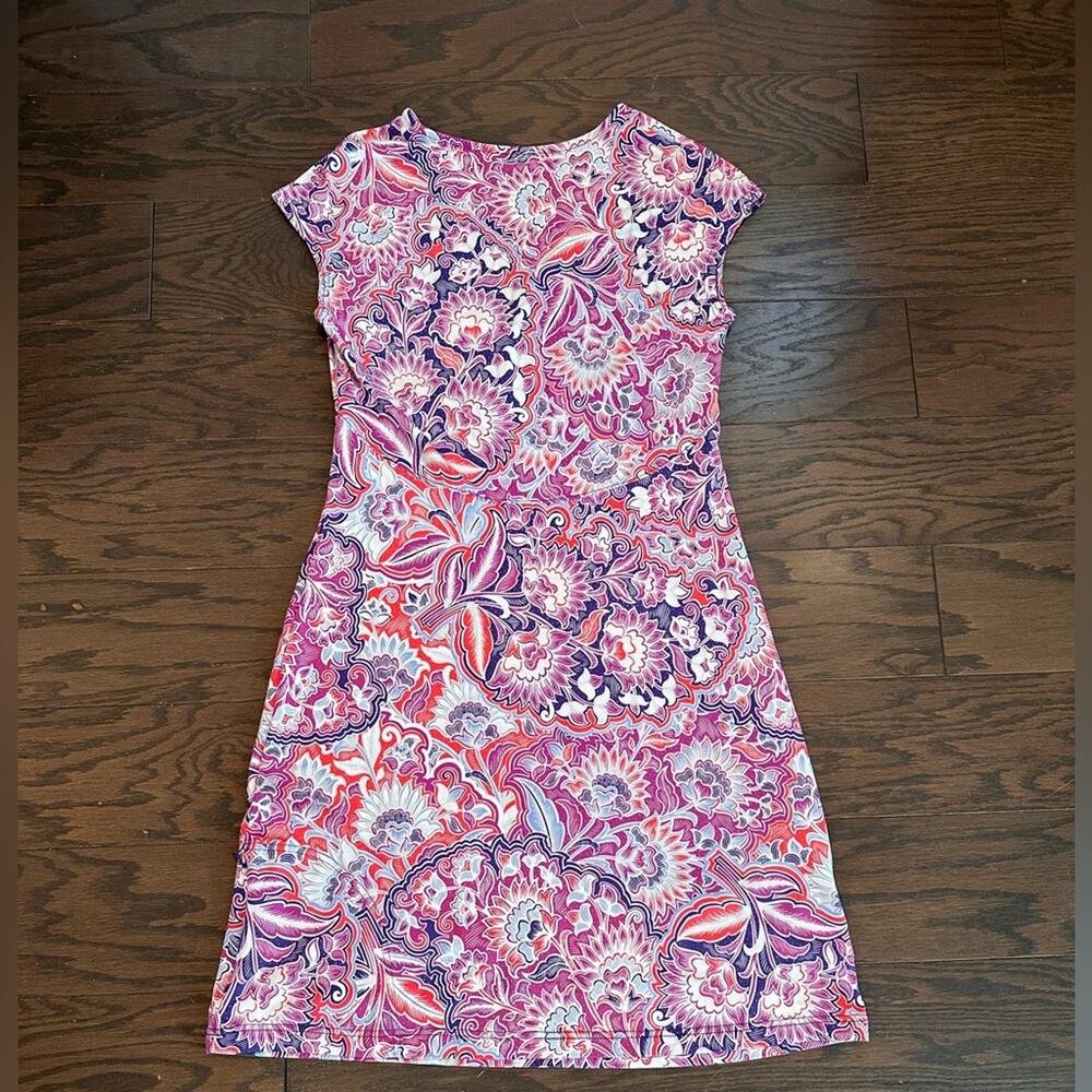 Title Nine Daring Active Dress Small Pink White Purple Stretch Empire Size Small - Picture 2 of 8